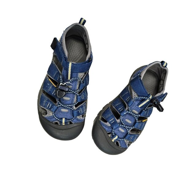 Keen Youth Newport H2 Sandals Size 2 Blue Strap & Adjustable‎ Bungee Cord Rubber - Picture 2 of 10
